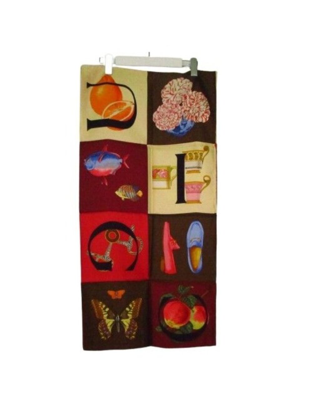 Gucci Scarf Vintage Tagged Boxed Alphabet Motif Pattern Silk Multi - Picture 2 of 6
